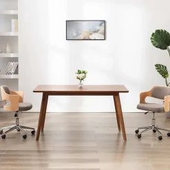 Prolenta Premium - Chaises pivotantes à manger lot de 2 taupe bois courbé et tissu
