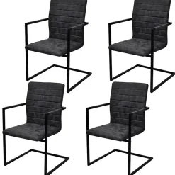 Prolenta Premium - Chaises à manger cantilever lot de 4 noir similicuir