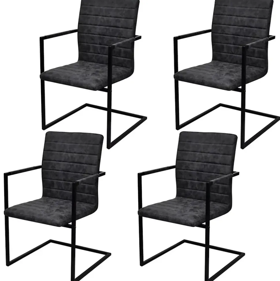 Prolenta Premium - Chaises à manger cantilever lot de 4 noir similicuir