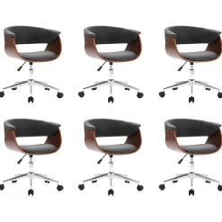 Prolenta Premium - Chaises pivotantes à manger lot de 6 gris tissu