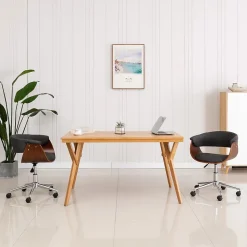 Prolenta Premium - Chaise pivotante à manger Gris Bois courbé et tissu