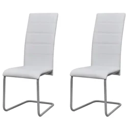 Prolenta Premium - Chaises à manger cantilever lot de 2 blanc similicuir