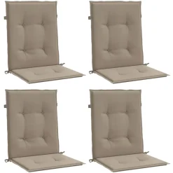 Prolenta Premium - Coussins de chaise de jardin à dossier bas lot de 4 taupe