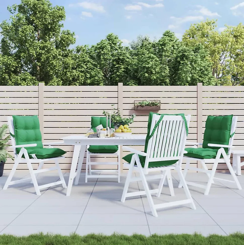 Prolenta Premium - Coussins de chaise à dossier bas lot de 4 vert tissu oxford