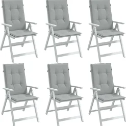 Prolenta Premium - Coussins de chaise à dossier haut lot de 6 gris clair mélangé