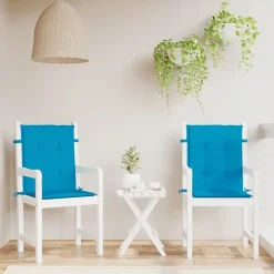 Prolenta Premium - Coussins de chaise de jardin à dossier bas lot de 2 bleu