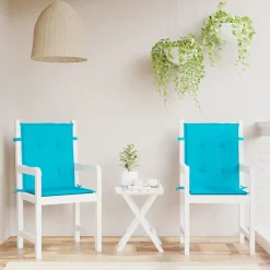 Prolenta Premium - Coussins de chaise à dossier bas lot de 2 turquoise tissu