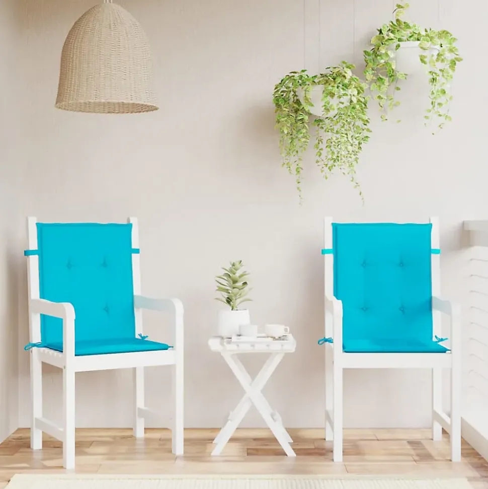 Prolenta Premium - Coussins de chaise à dossier bas lot de 2 turquoise tissu