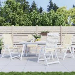 Prolenta Premium - Coussins de chaise de jardin dossier haut lot de 4 crème tissu