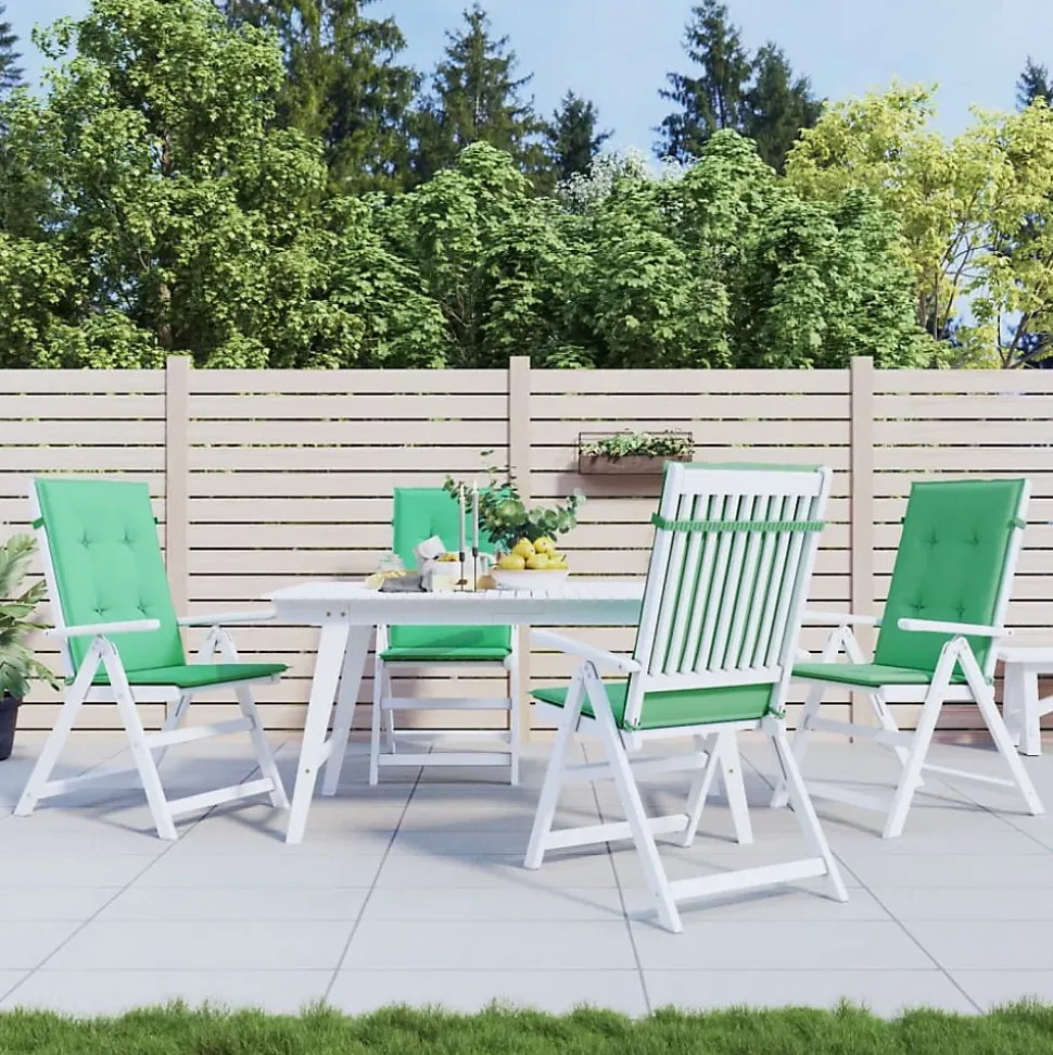 Prolenta Premium - Coussins de chaise de jardin à dossier haut lot de 4 vert tissu