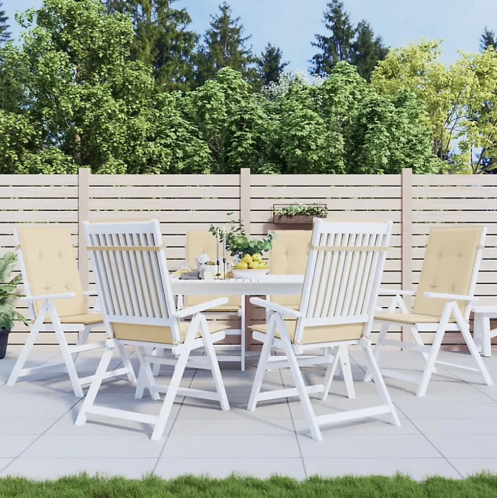 Prolenta Premium - Coussins de chaise de jardin dossier haut lot de 6 beige tissu
