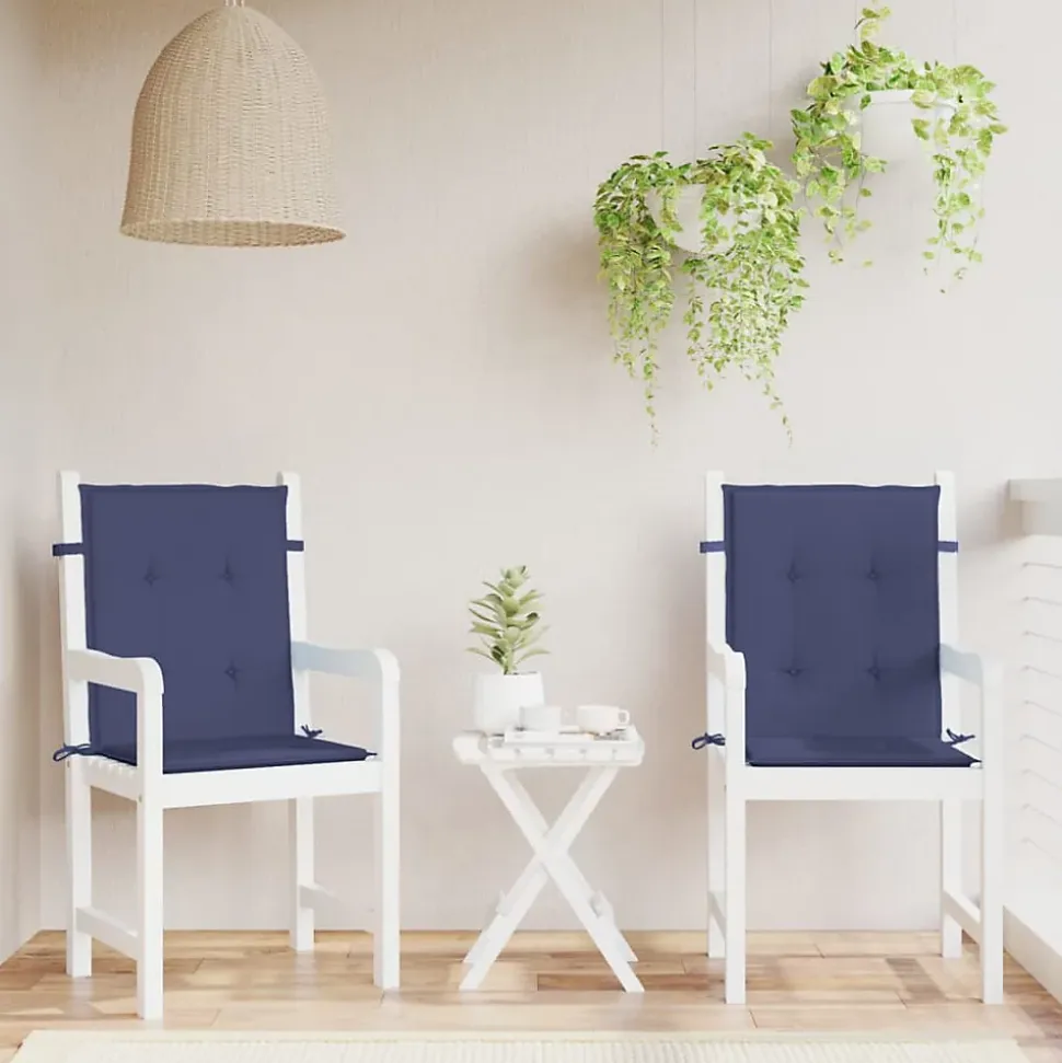 Prolenta Premium - Coussins de chaise à dossier bas lot de 2 bleu marine tissu