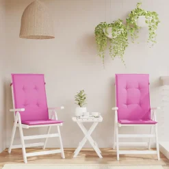 Prolenta Premium - Coussins de chaise de jardin à dossier haut lot de 2 rose tissu