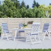 Prolenta Premium - Coussins de chaise à dossier haut lot de 4 rayures bleu/blanc