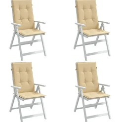 Prolenta Premium - Coussins de chaise à dossier haut lot de 4 beige mélangé tissu