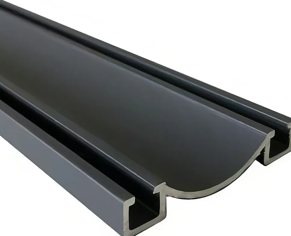 Rail bas alu pour placard coulissant - 2000mm - Gris Graphite texturé
