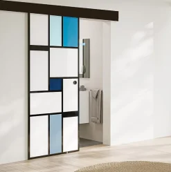 Rail coulissant alu finition noire pour porte coulissante en verre - 8mm - longueur 2000 mm - AURYS NORMANDIE