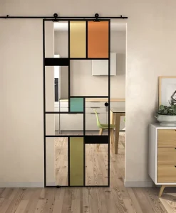 Rail coulissant apparent pour portes coulissantes en verre MINIMO - MONDO + SABLE en 73 ou 83 ou 93 cm - AURYS NORMANDIE