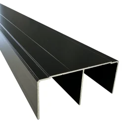 Rail haut alu pour placard coulissant - 2000mm - Laqué noir mat
