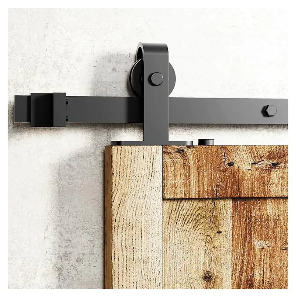 Rail porte coulissante - 2M - Porte en bois - Noir