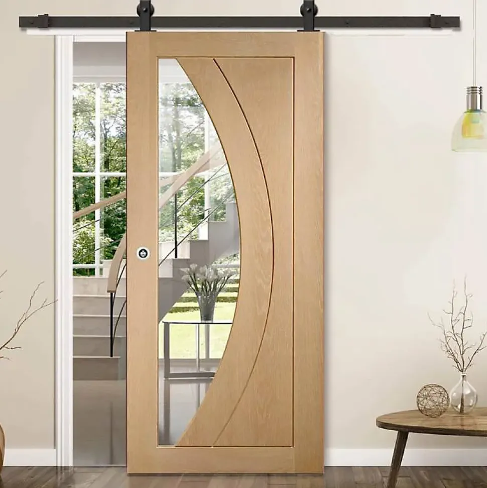 Rail porte coulissante - 2M - Porte en bois - Noir
