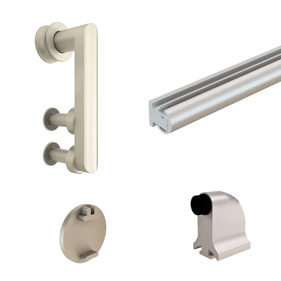 Rail porte coulissante - 2M - En applique - Porte en bois - Argent