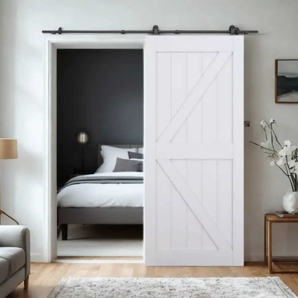 Rail porte coulissante - 2M - Apparent - Porte en bois - Noir