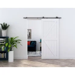 Rail porte coulissante - 2M - Apparent - Porte en bois - Noir