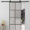 Rail porte coulissante - 2M - Porte en bois, verre, aluminium - Noir