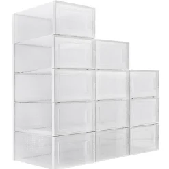 Range chaussure - Boites à chaussures - Moyen format - Blanc transparent - Lot de 12