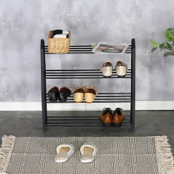 Range chaussures - 4 niveaux - Noir - 12 paires