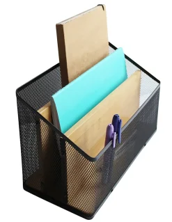 Range courrier filaire en métal noir 2 compartiments
