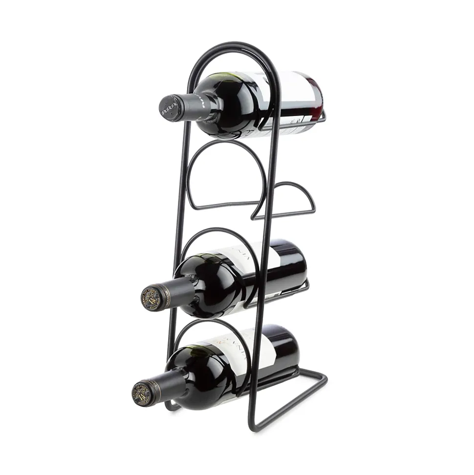 Range-bouteilles en acier Compactor noir 4 compartiments