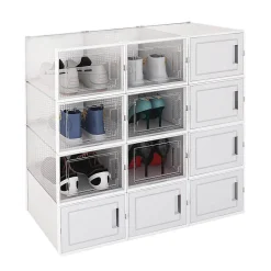 Rangement à chaussure - Boites à chaussures - Grand format - Opaque et transparent - Lot de 12
