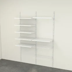 Rangement buanderie 2 colonnes avec penderie et 2 étendoirs H. 200 x L. 132 x P. 40 cm