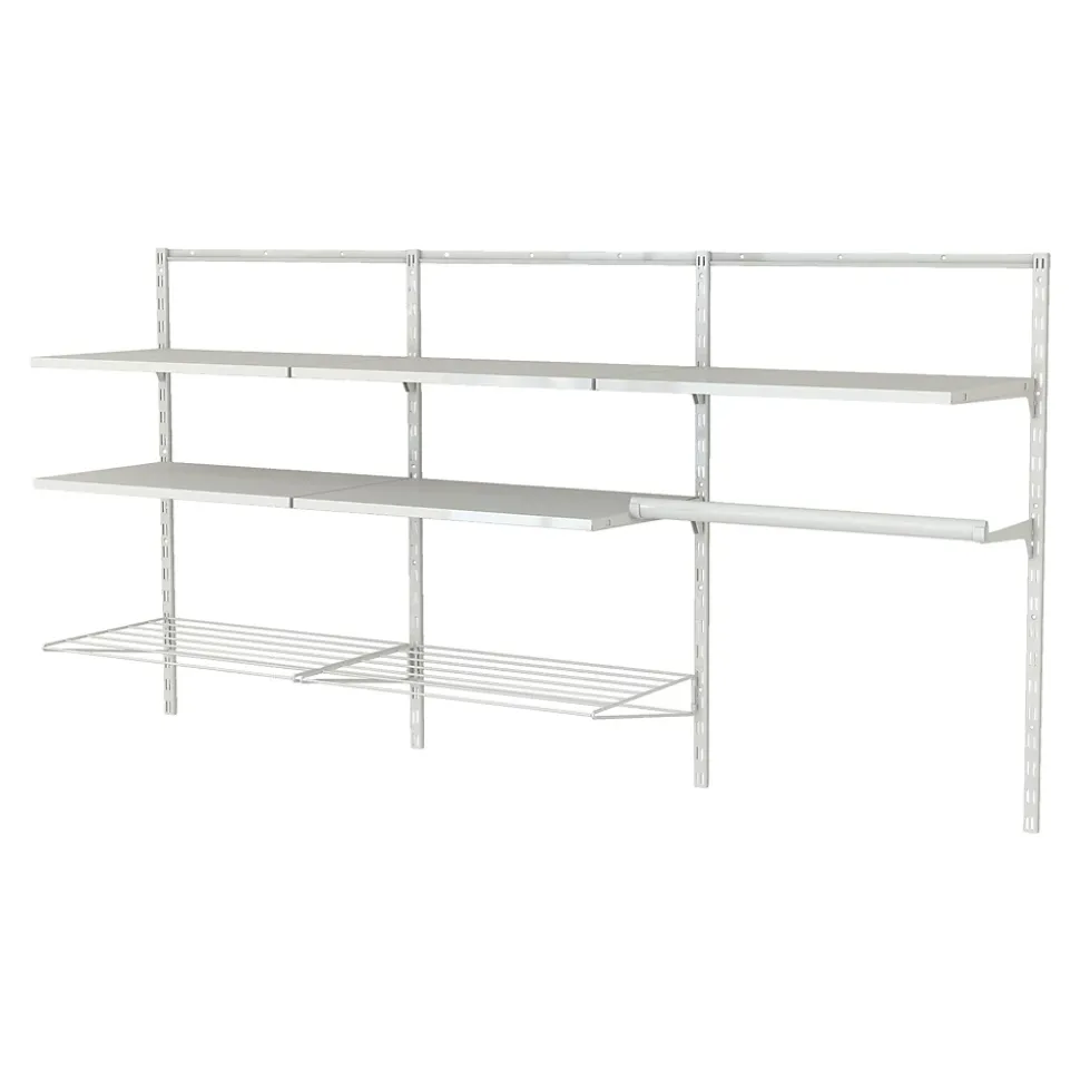 Rangement buanderie 2 colonnes avec penderie et 2 étendoirs H. 200 x L. 132 x P. 40 cm
