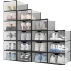 Rangement chaussures - Boites à chaussures - Noires et transparentes- Lot de 18