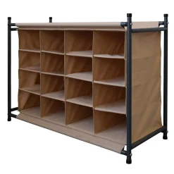 Rangement chaussures 16 Poches Beige Tissu Metal 65x82x35