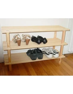 Rangement chaussures en pin naturel Étagère 3 niveaux