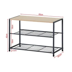 Rangement de Chaussures en Métal pour Entrée avec 3 Etagères