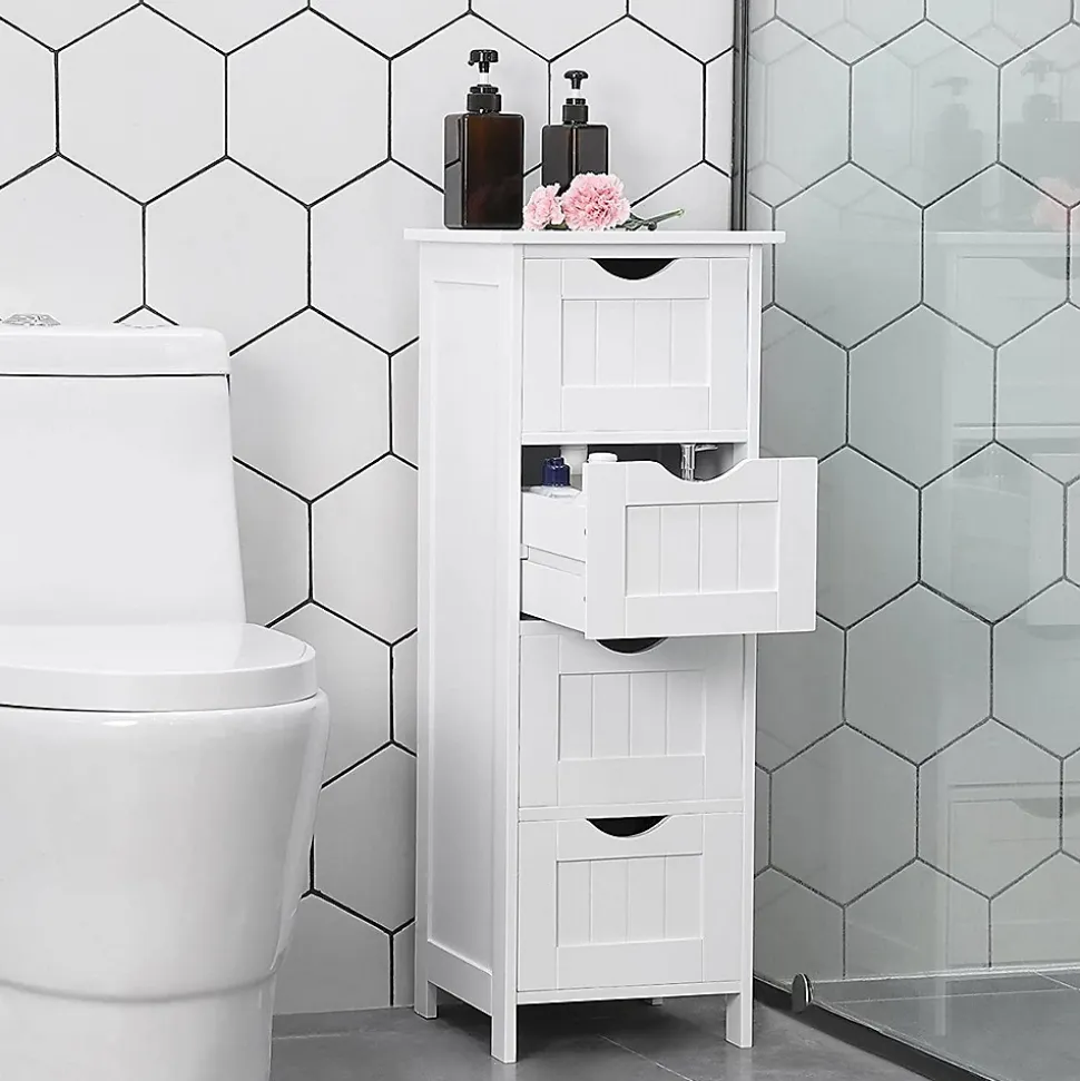 Rangement de salle de bain Blanc avec 4 tiroirs - L30 cm