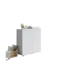 Rangement double portes TINY 100x120 cm Coloris blanc Design moderne