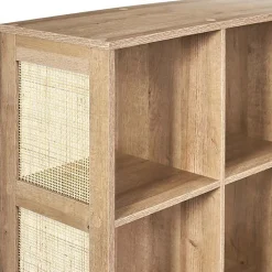 Rangement modulable cannage et bois Bali 9 cases