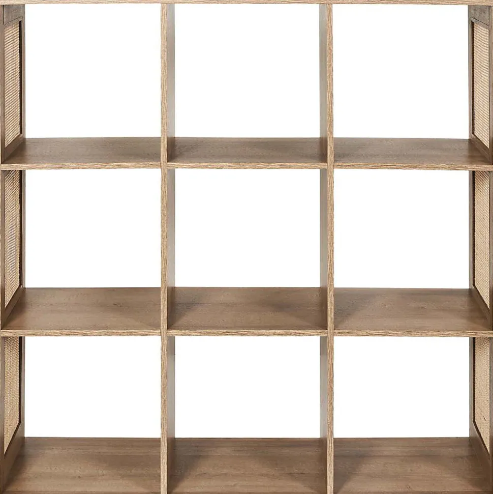 Rangement modulable cannage et bois Bali 9 cases