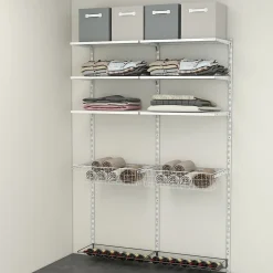 Rangement ouvert mural 2 colonnes avec 2 paniers et 2 range bouteilles H. 200 x L. 132 x P. 40 cm