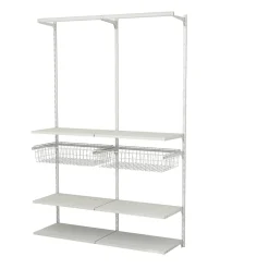 Rangement ouvert mural 2 colonnes avec penderie et 2 paniers H.200 x L.132 x P.40 cm