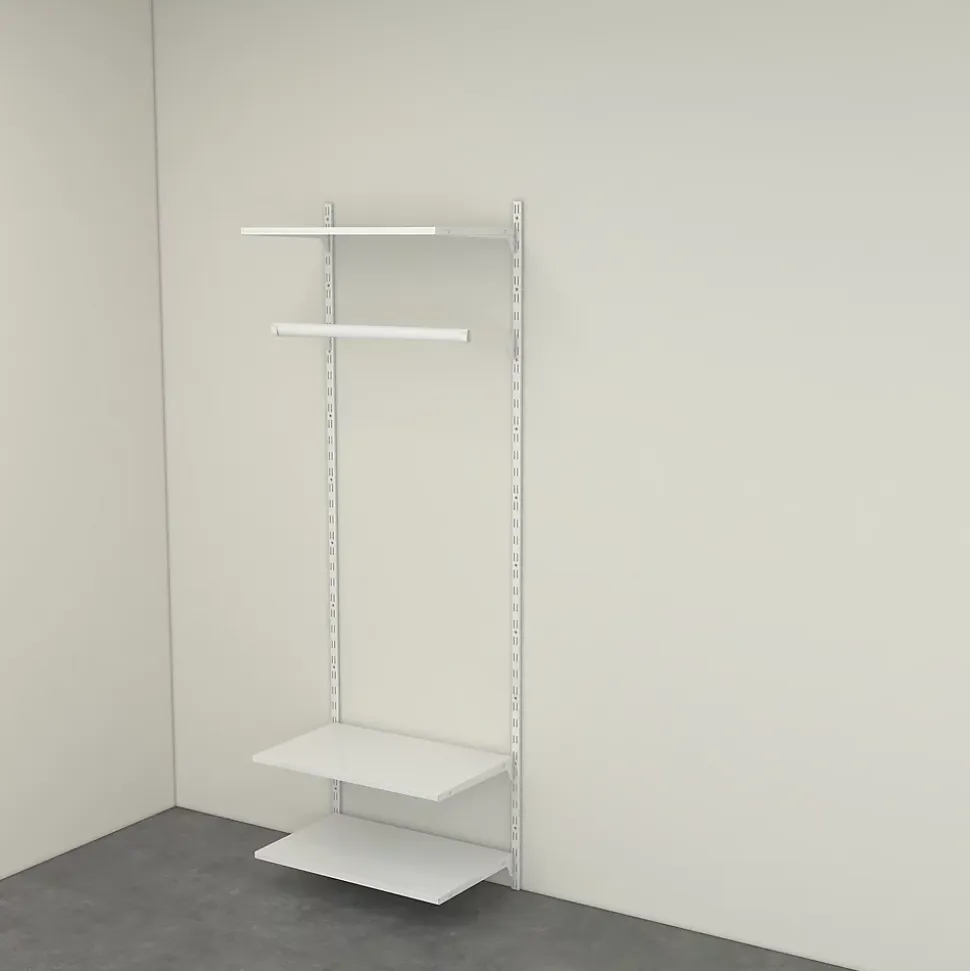 Rangement ouvert mural 1 colonne avec penderie H. 200 x L. 66 x P. 40 cm