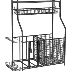 Rangement pour équipements sportifs - support de rangement pour ballon - multi-rangement - métal noir
