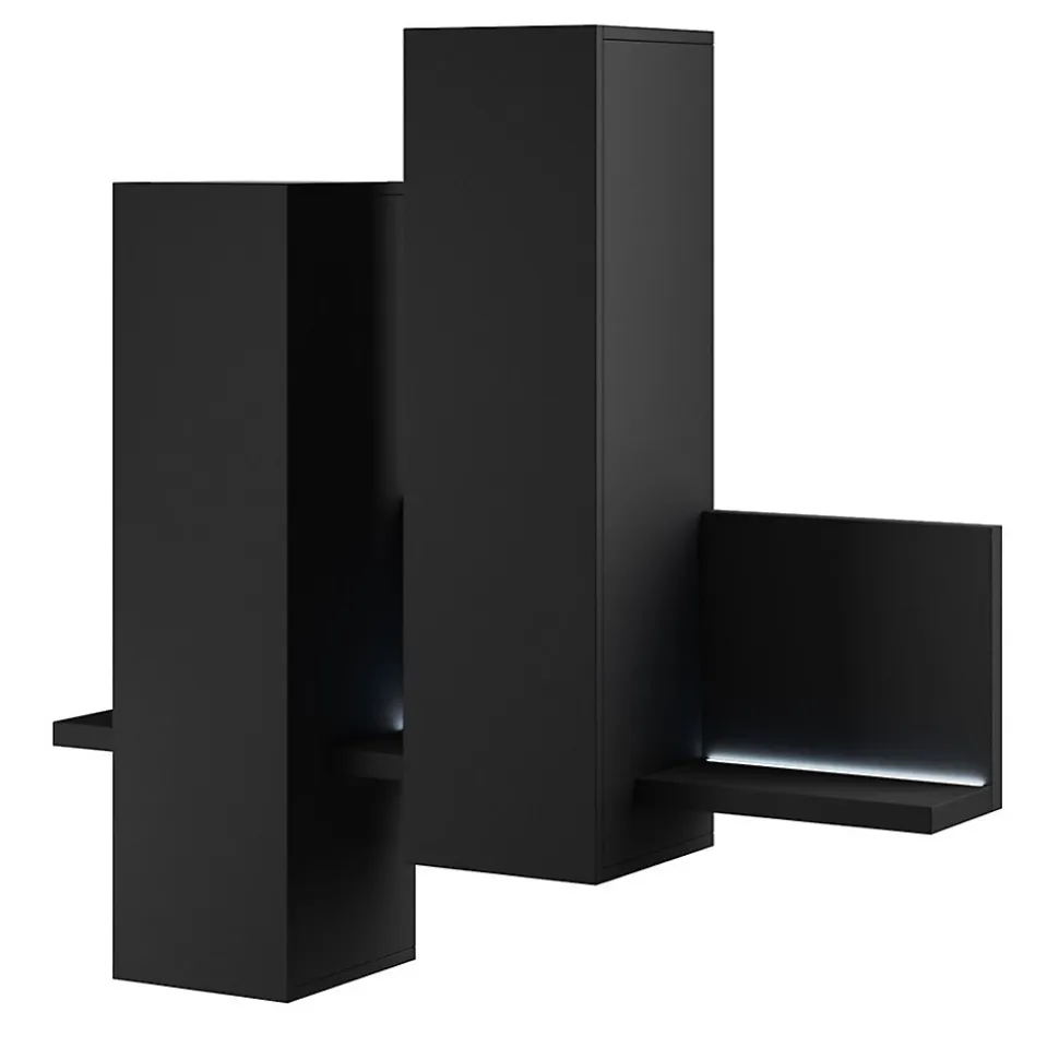 Rangement suspendu BERGAME Avec LED 152 cm coloris noir super mat