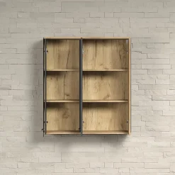 Rangement vitré suspendu, 2 portes dont une avec verre trempé L90 cm - Esteban